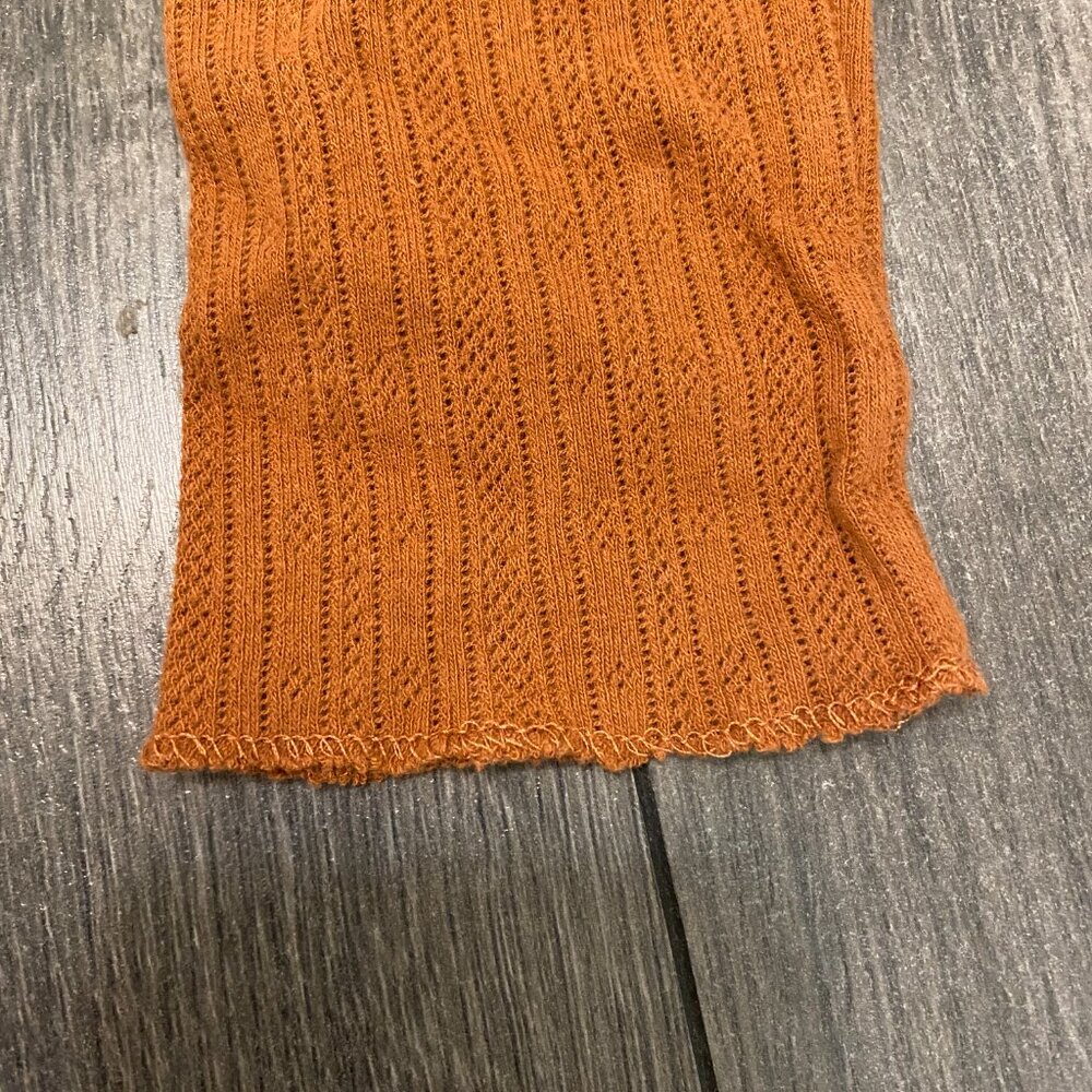 Lykke Wullf Brown Cotton Pointelle Long Sleeve Top Size M - Picture 3 of 8